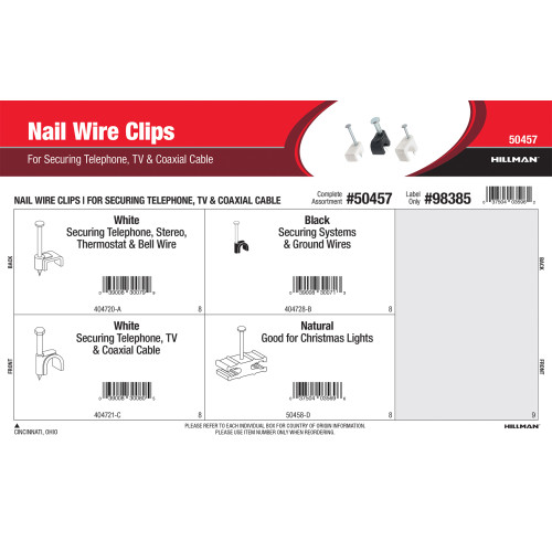 Nail Wire Clips Assortment (For Securing Telephone, TV & Coaxial Cables)
