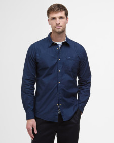 Irvine Textured Tailored Long-Sleeved Shirt Classic Navy