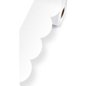 White Rolled Scalloped Bulletin Board Borders, 3 Inch x 65 Feet