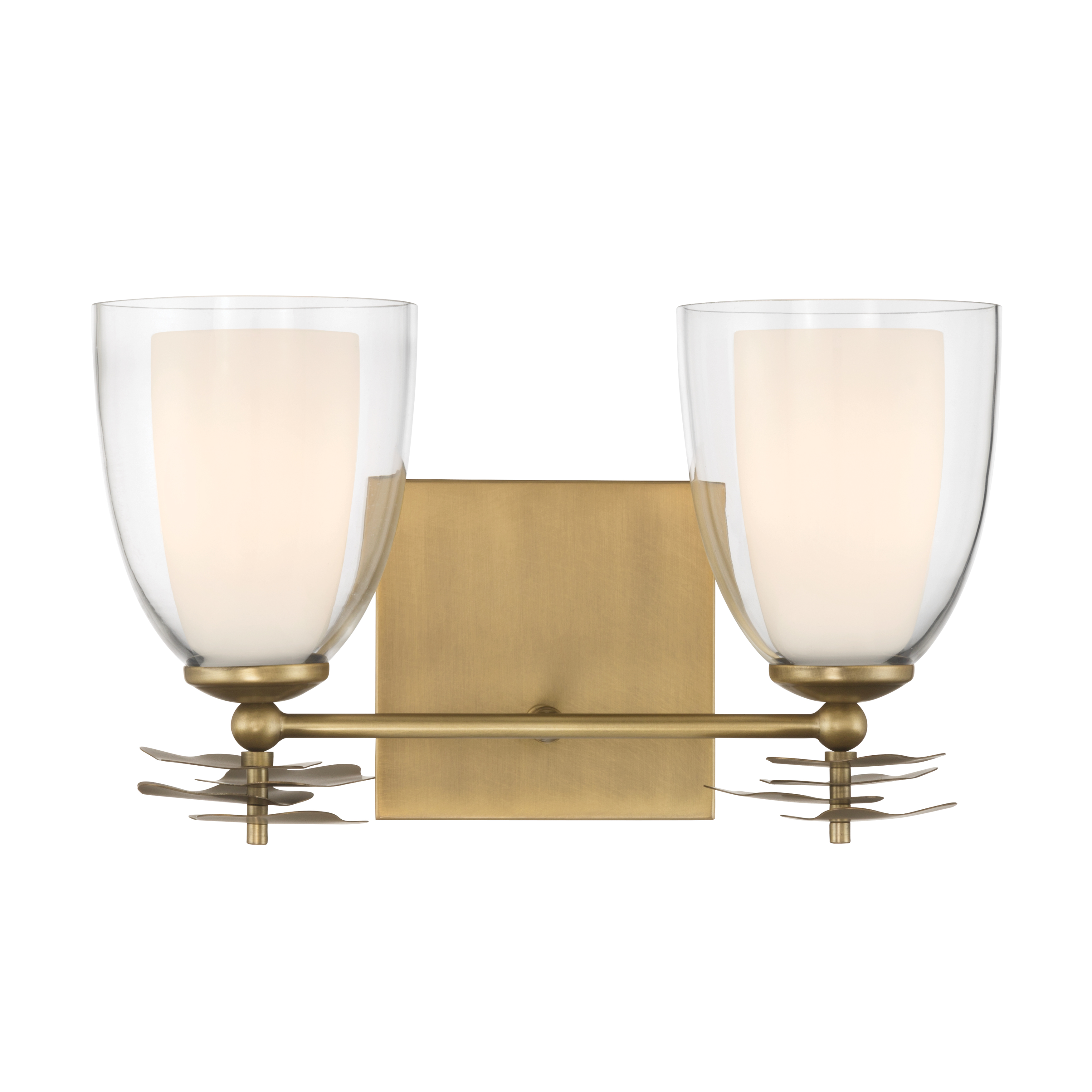 2-Light Vanity - Legacy Brass and Clear with Opal White Glass - alternate view