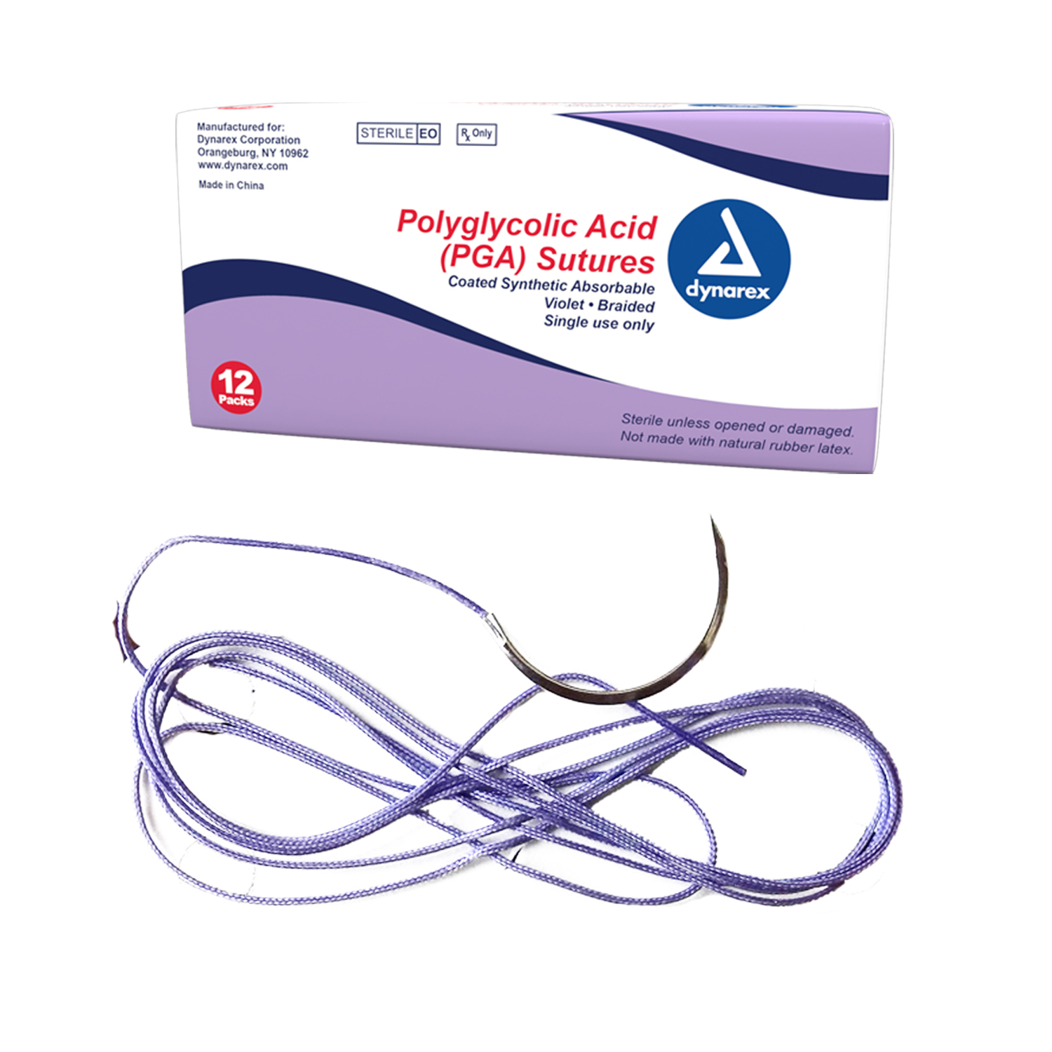 Braided (PGA) Sutures-Absorbable-Synthetic Violet, 5-0, C3 Needle, 18