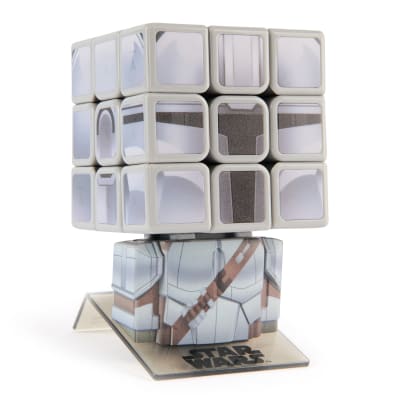 Rubik’s Cube Star Wars Mandalorian Cuber with Display, The Mandalorian Brain Teaser Puzzle for Adults, Challenging Brain Teaser Fidget Toy for Kids, Collectible Star Wars Toy, for Ages 8 & Up