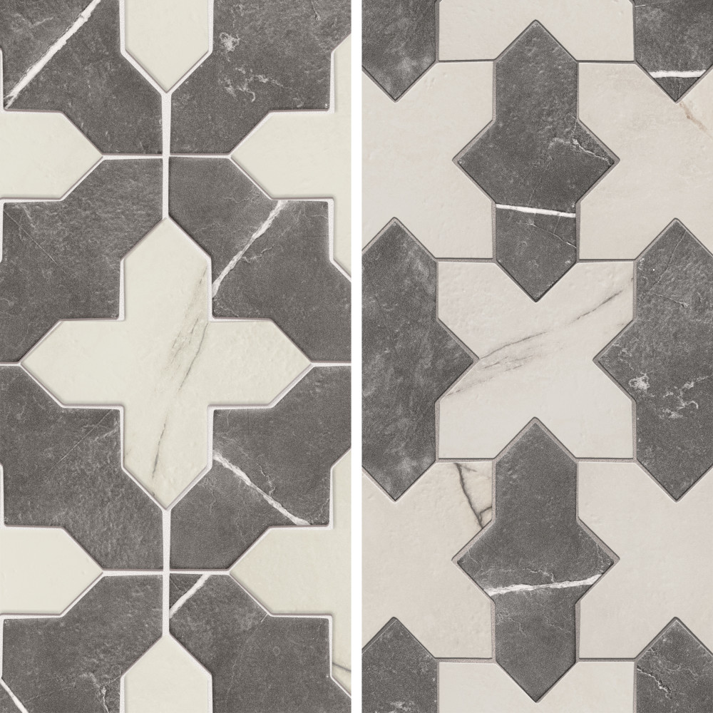 Istanbul Squire Shield Night with Day Cross 6 in. x 8-3/8 in. Porcelain Floor and Wall Tile