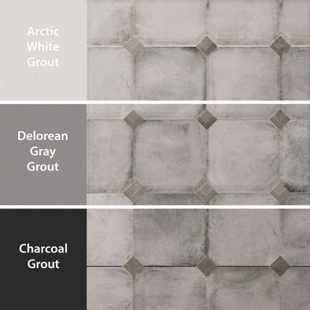 Laverton Octagon Gris with Taco Grafito 7-7/8 in. x 7-7/8 in. Porcelain Floor and Wall Tile