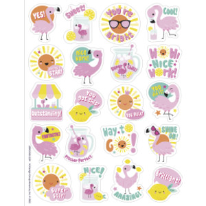 Flamingo Strawberry Lemonade Scented Stickers, Pack of 80