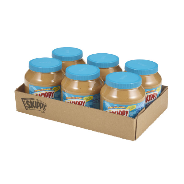 SKIPPY(r) Creamy Peanut Butter, 6/4 lb . C1RM - Front Right Open Case (Hi Res)