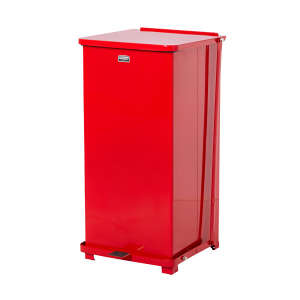 Rubbermaid Commercial, Defenders®, Step-On, 13gal, Metal, Red, Square, Receptacle