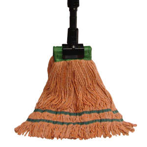 Hillyard, Antimicrobial Blend Looped-End Wet Mop Head with 5" Headband, Medium, Orange