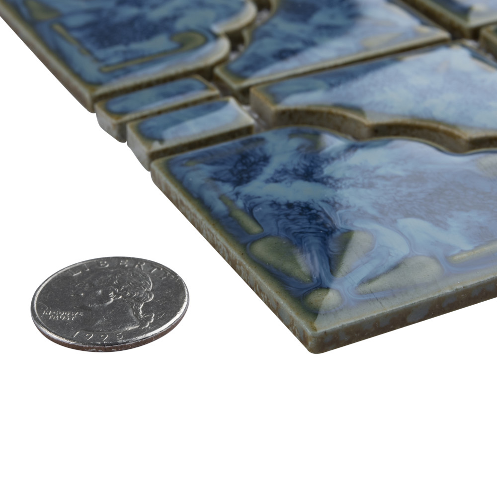 Hudson Moonbeam Pacific Blue 11-7/8 in. x 11-7/8 in. Porcelain Mosaic Tile