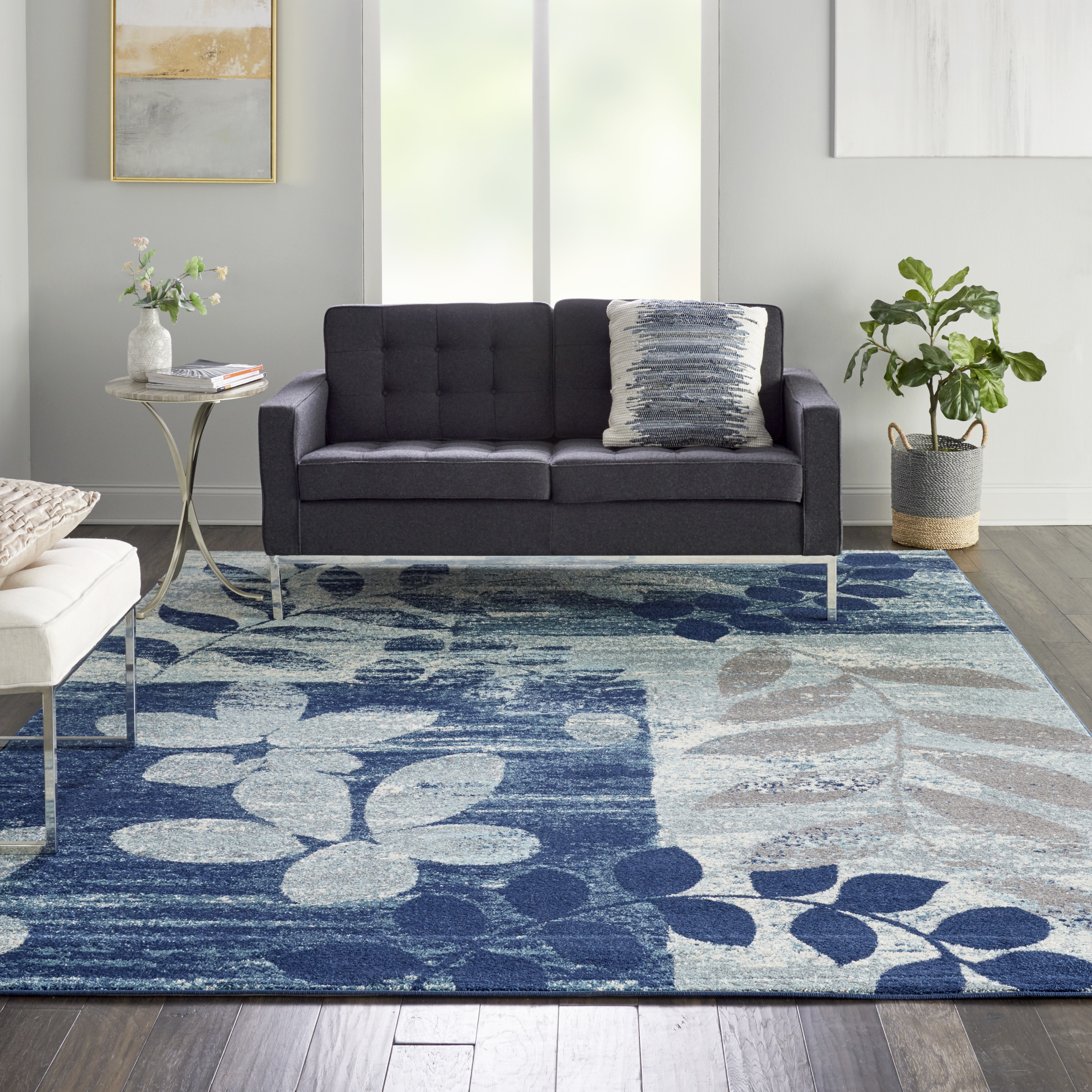 Nourison Tranquil 8' x 10' Navy/Light Blue Farmhouse Indoor Rug