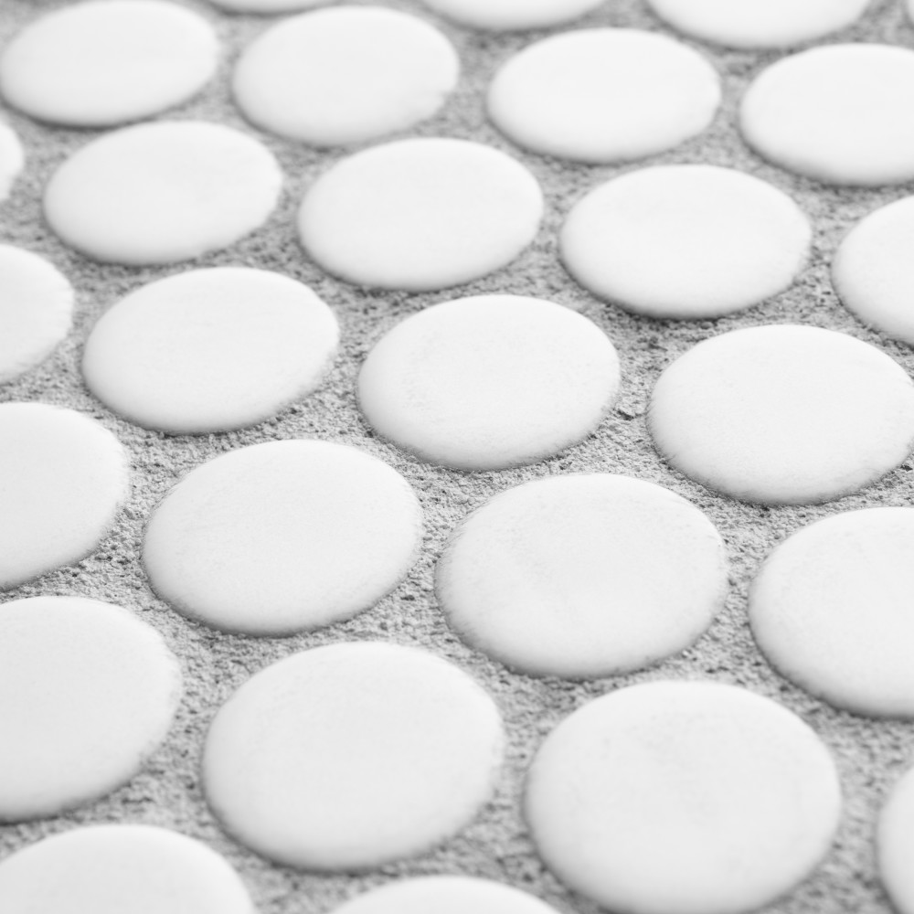 Hudson Penny Round Matte White 11-7/8 in. x 12-5/8 in. Porcelain Mosaic Tile