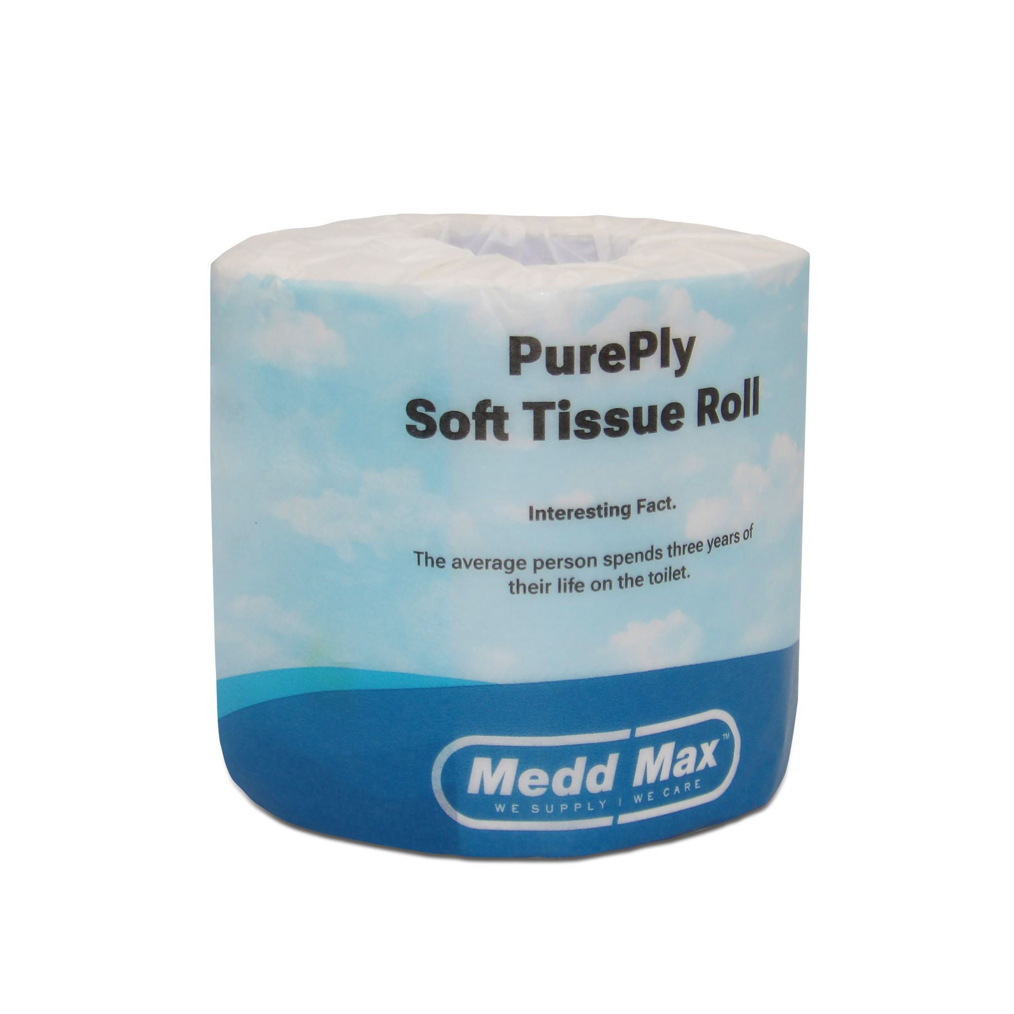 Toilet Tissue Pure Ply White 2-Ply Standard Size Cored Roll 500 Sheets 4 X 4 Inch