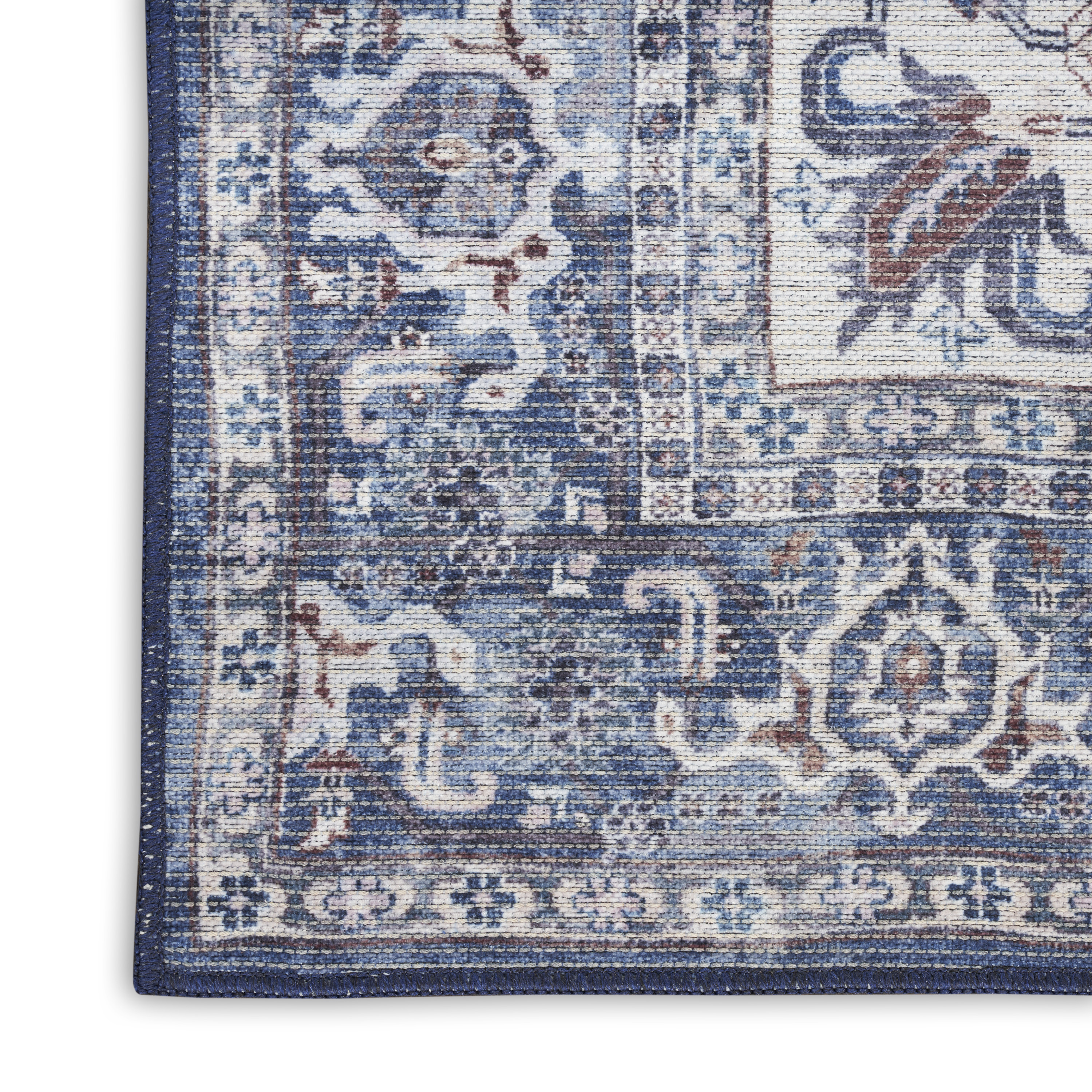 Nourison New Concept Washables 2' x 6' Navy Ivory Vintage Indoor Rug