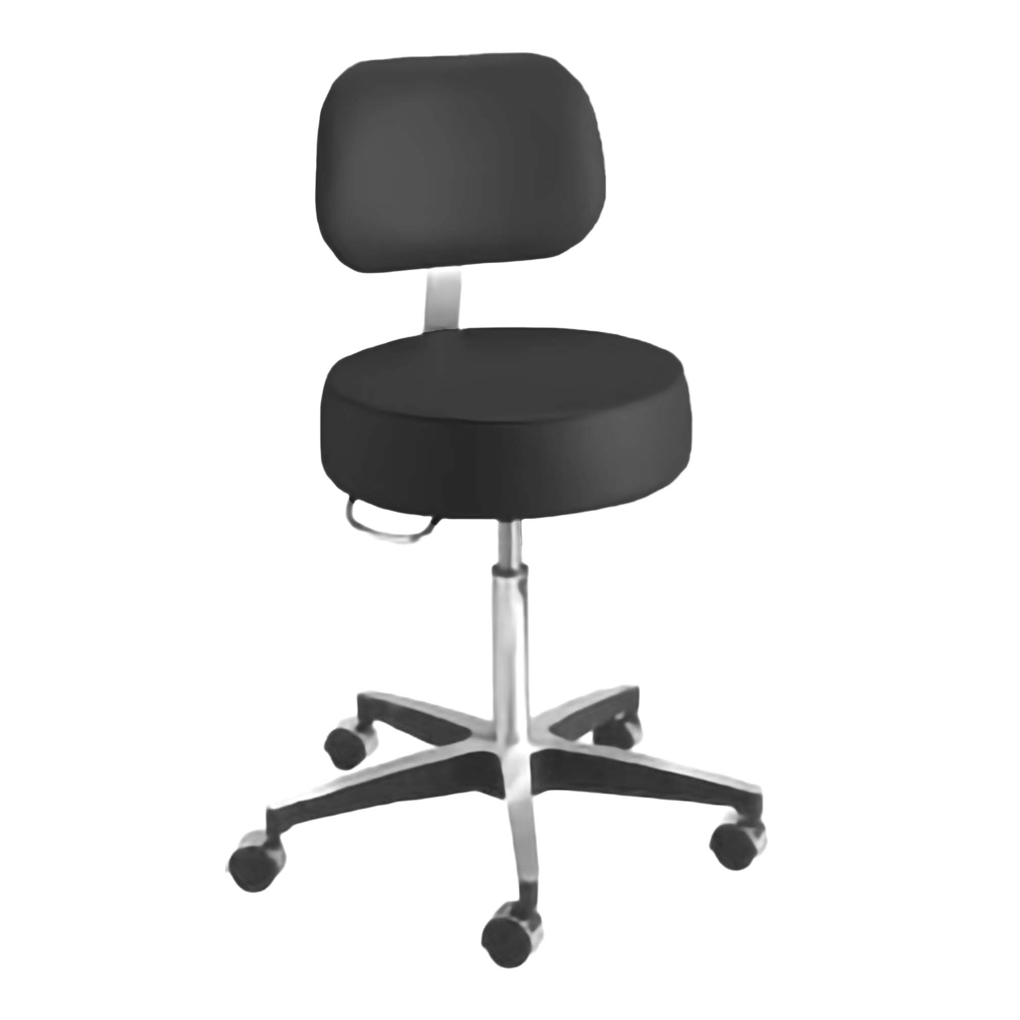 McKesson Pneumatic Exam Stool, Black, with Backrest
