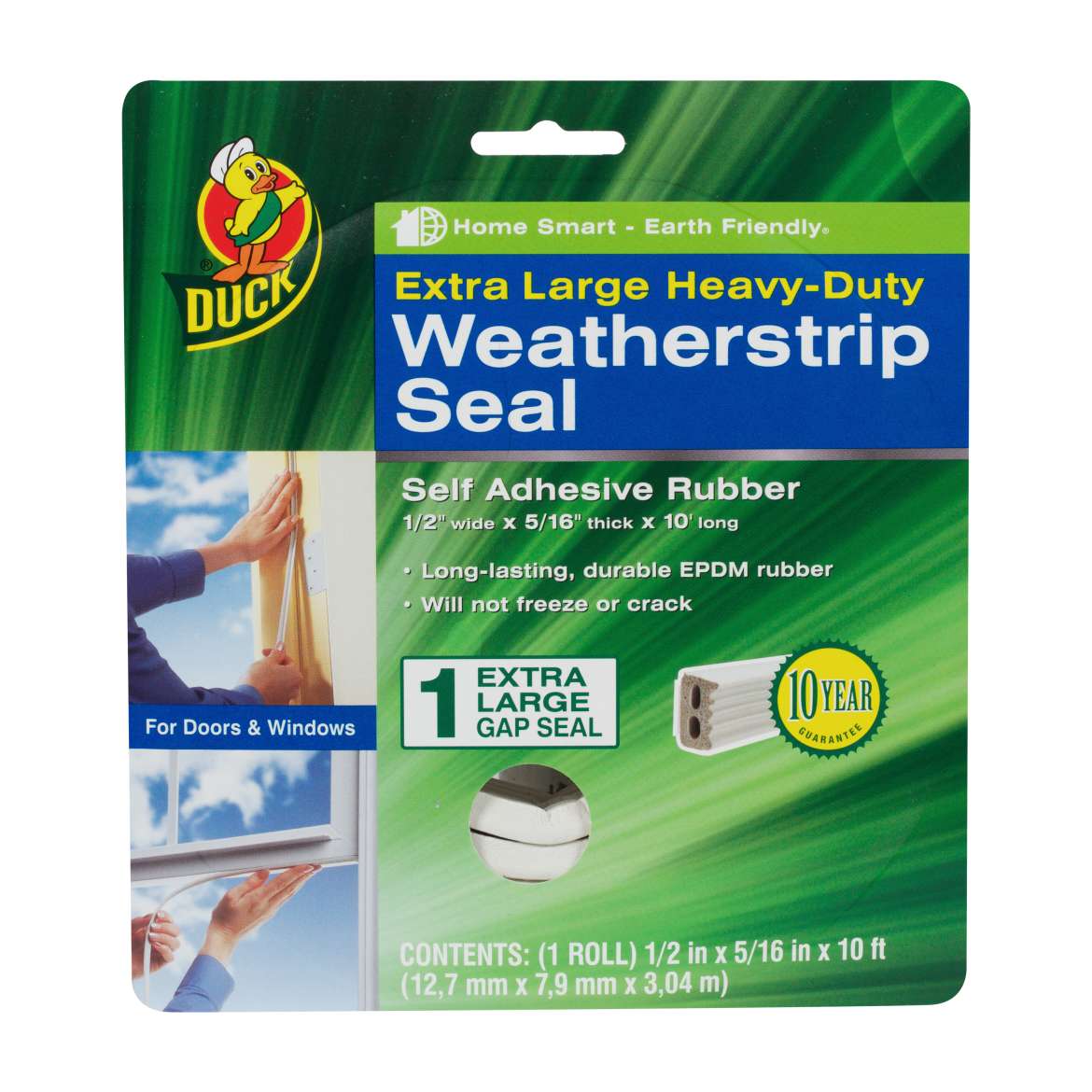 Duck® Brand Heavy-Duty Weatherstrip Seal - Extra Large Gap, .5 in. x .83 in. x 10 ft. Image