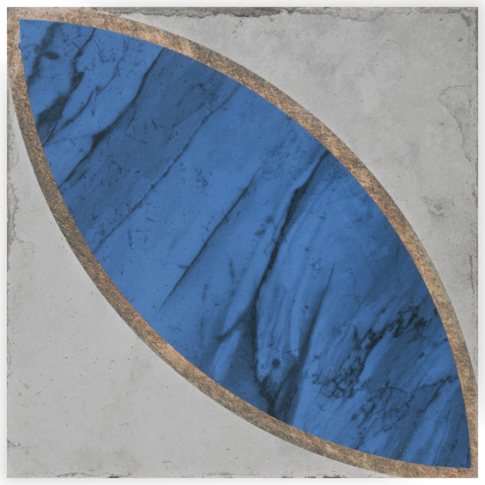 Renaissance Deco Indigo Mandorla 7-7/8 in. x 7-7/8 in. Porcelain Floor and Wall Tile
