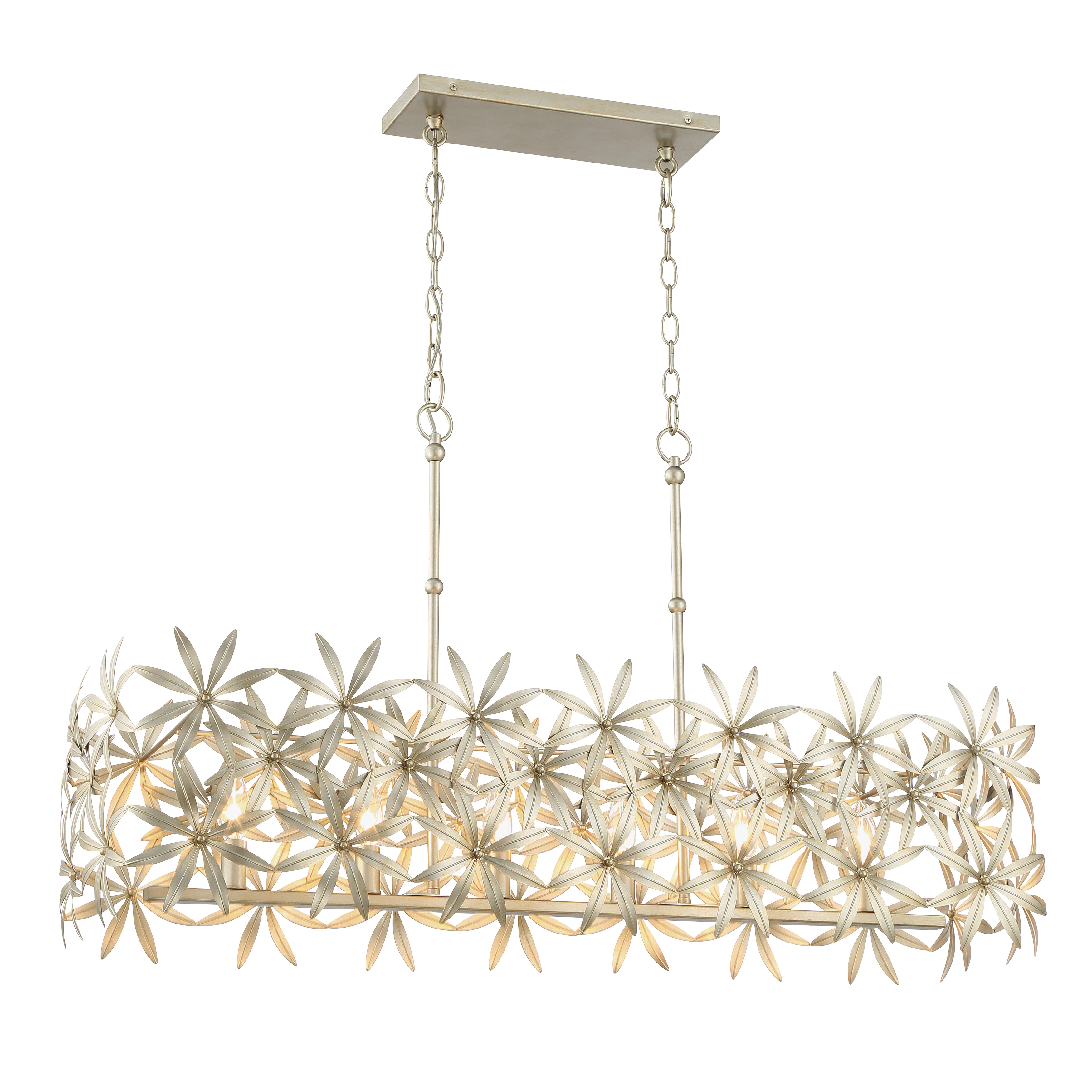 Flower Child - 6 Light Island in Ambry Gold Finish