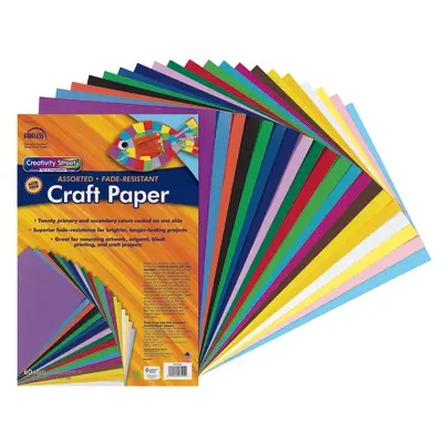 Creativity Street  Craft Paper Assortment, 20 Assorted Colors,  12" x 18", 60 Sheets
