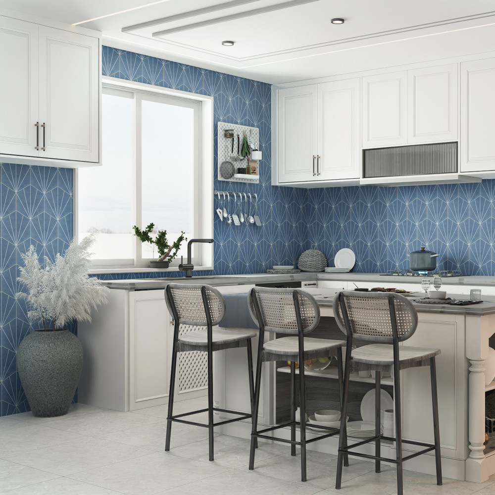 Aster Hex Azul 8-5/8 in. x 9-7/8 in. Porcelain Floor and Wall Tile