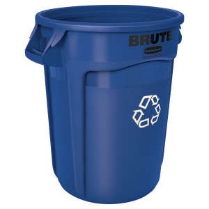 Rubbermaid Commercial, VENTED BRUTE®, Recycling, 32 gal, Resin, Blue, Round, Receptacle