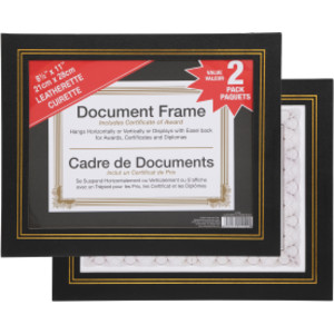 Document Frame, Black & Gold Leatherette, 8.5x11 in, Pack of 2