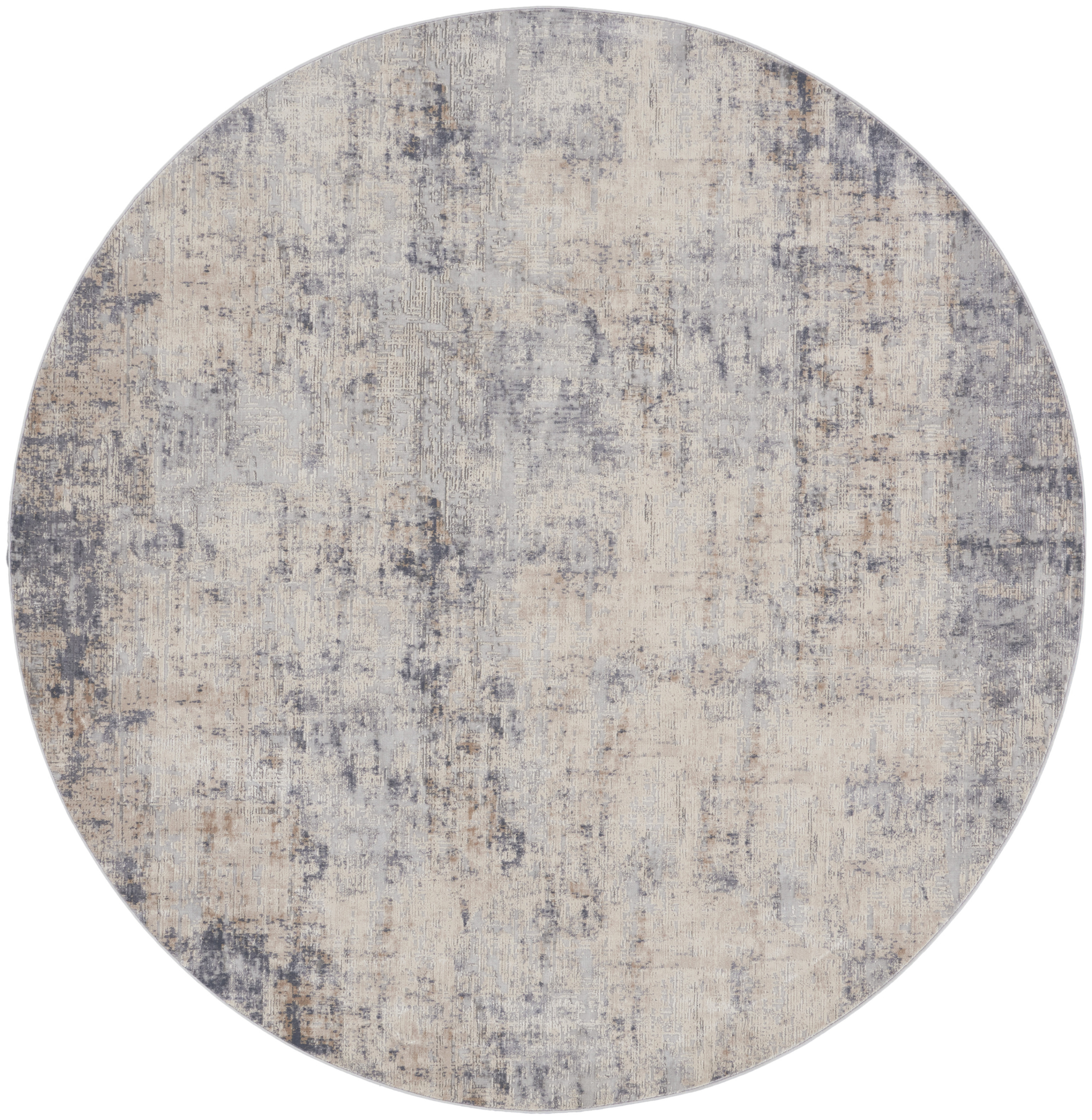 Nourison Rustic Textures 5'3" x Round Grey Beige Modern Indoor Rug
