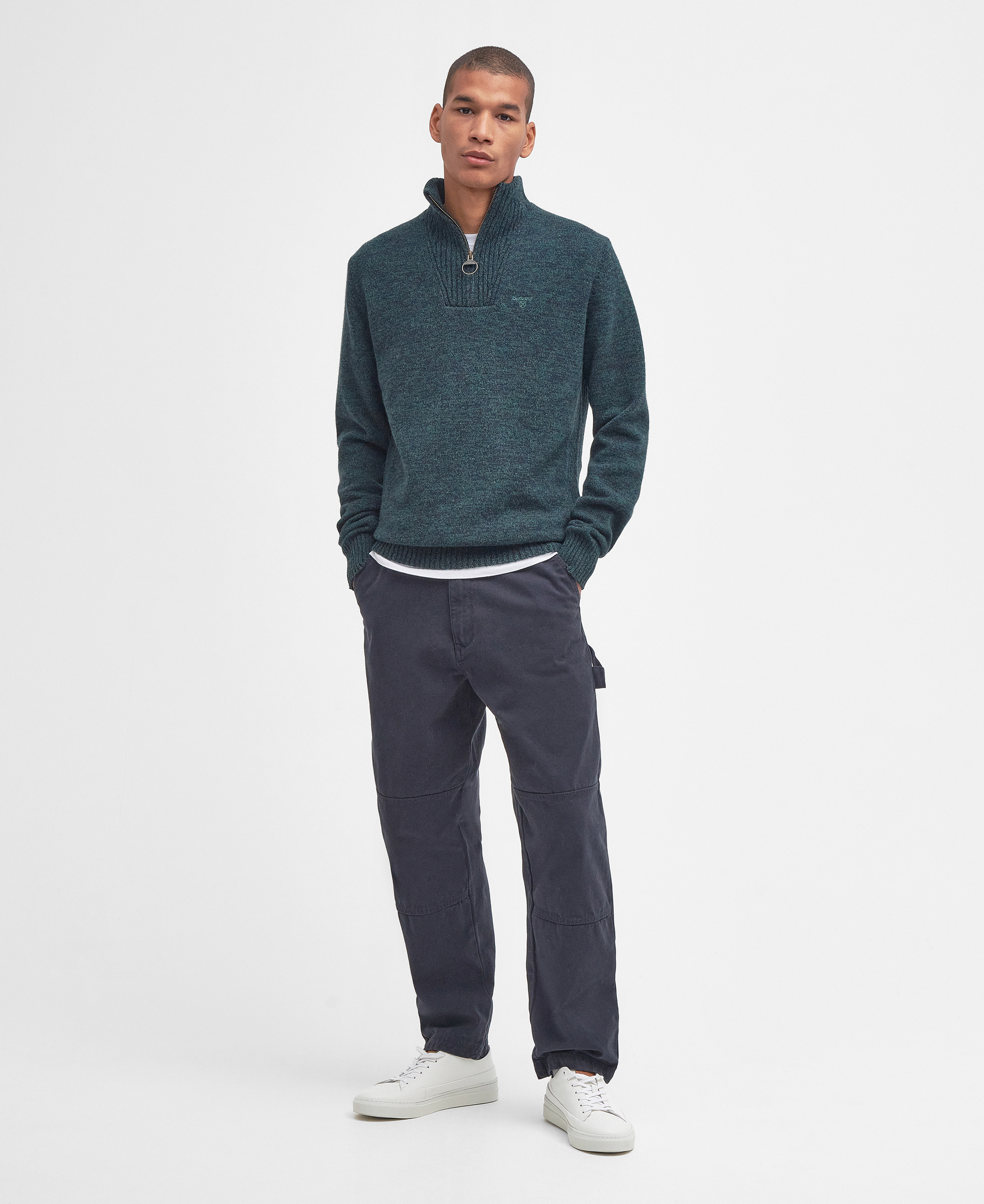 Maglione con mezza zip in lana d'agnello Essential image number 1