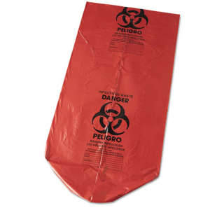 Inteplast,  LLDPE Biohazard Liner, 45 gal Capacity, 40 in Wide, 46 in High, 1.3 Mils Thick, Red