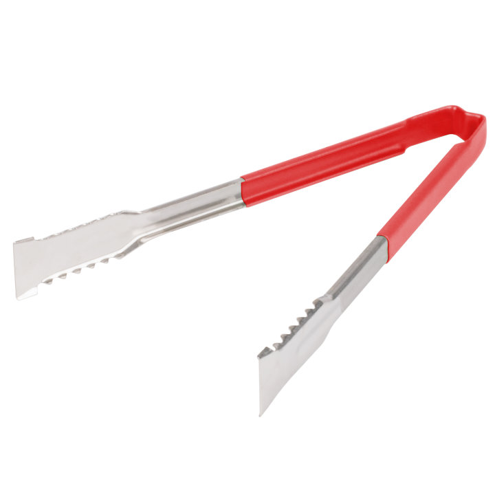 12-inch stainless steel one-piece tongs with Versagrip™ ends and red Kool-Touch® handle