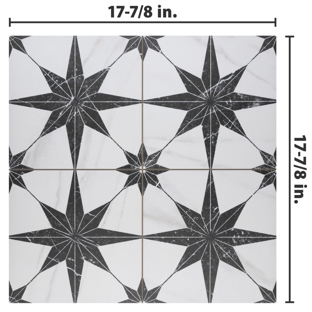 Merzoni Star Marquina 17-7/8 in. x 17-7/8 in. Porcelain Floor and Wall Tile
