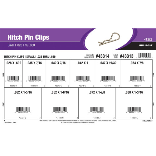 Small Hitch Pin Clips Assortment (0.028