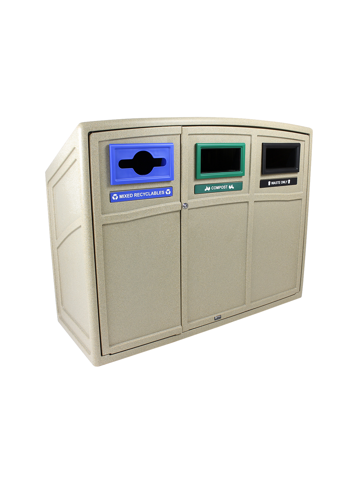 UPTOWN – Triple – Kit – Mixed Recyclables-Compost-Waste – Mixed-Full – Sandstone