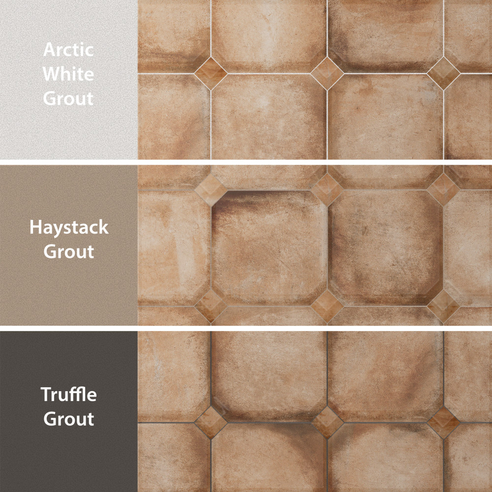 Laverton Octagon Natural with Taco Natural 7-7/8 in. x 7-7/8 in. Porcelain Floor and Wall Tile