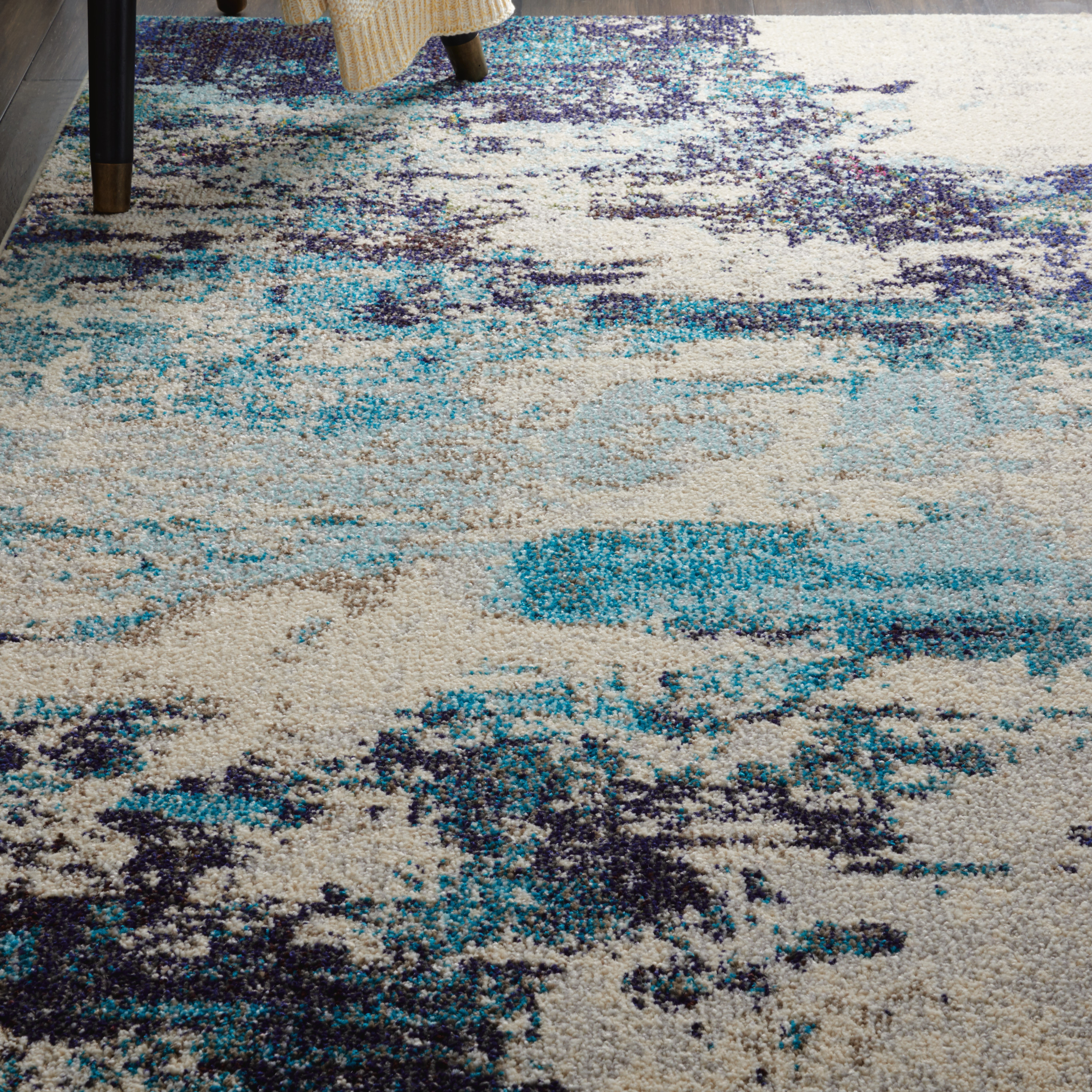 Nourison Celestial 3'11" x 5'11" Ivory Teal Blue Modern Indoor Rug
