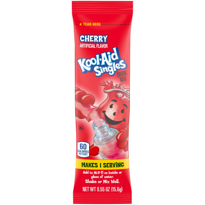 Kool-Aid Singles Sugar-Sweetened Cherry Powdered Soft Drink 12 - 0.55 oz Wrapper