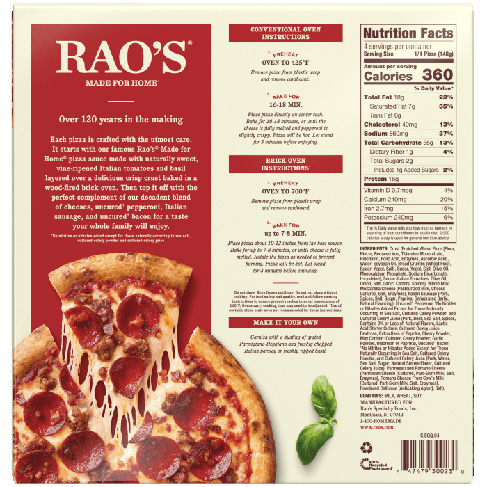 Meat Trio Frozen Pizza, 20.8 oz - Back Image