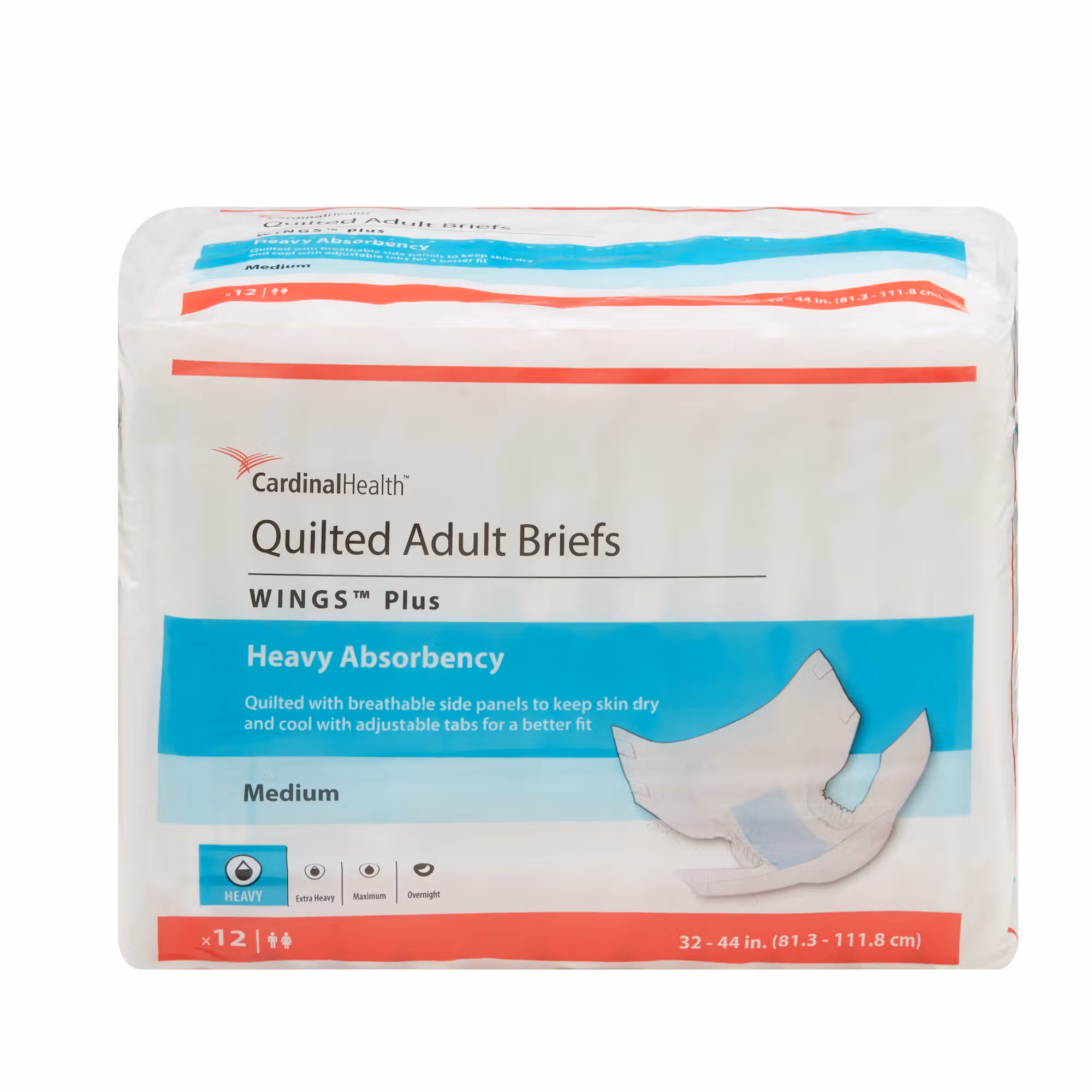 Wings™ Plus Quilted Heavy Absorbency Incontinence Brief, Medium
