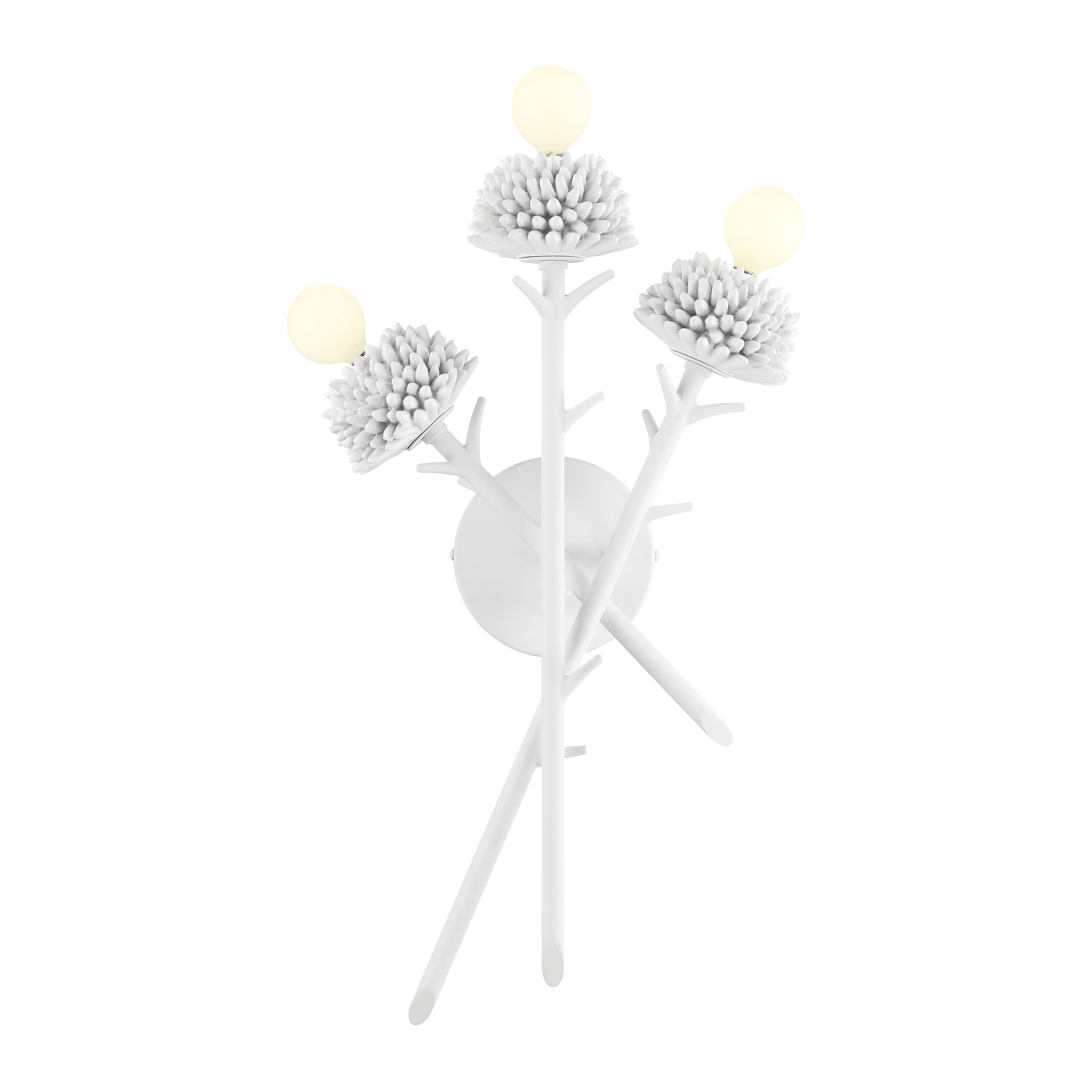Robin Baron's North Fork sconce brings sophisticated coastal style with its Sand White finish and organic resin detailing. The 3-light design provides ample illumination while maintaining a refined profile perfect for modern interiors. - alternate view