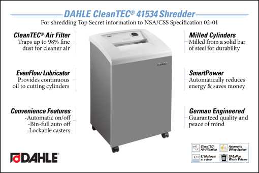 DAHLE CleanTEC® 41334 High Security Department Shredder InfoGraphic