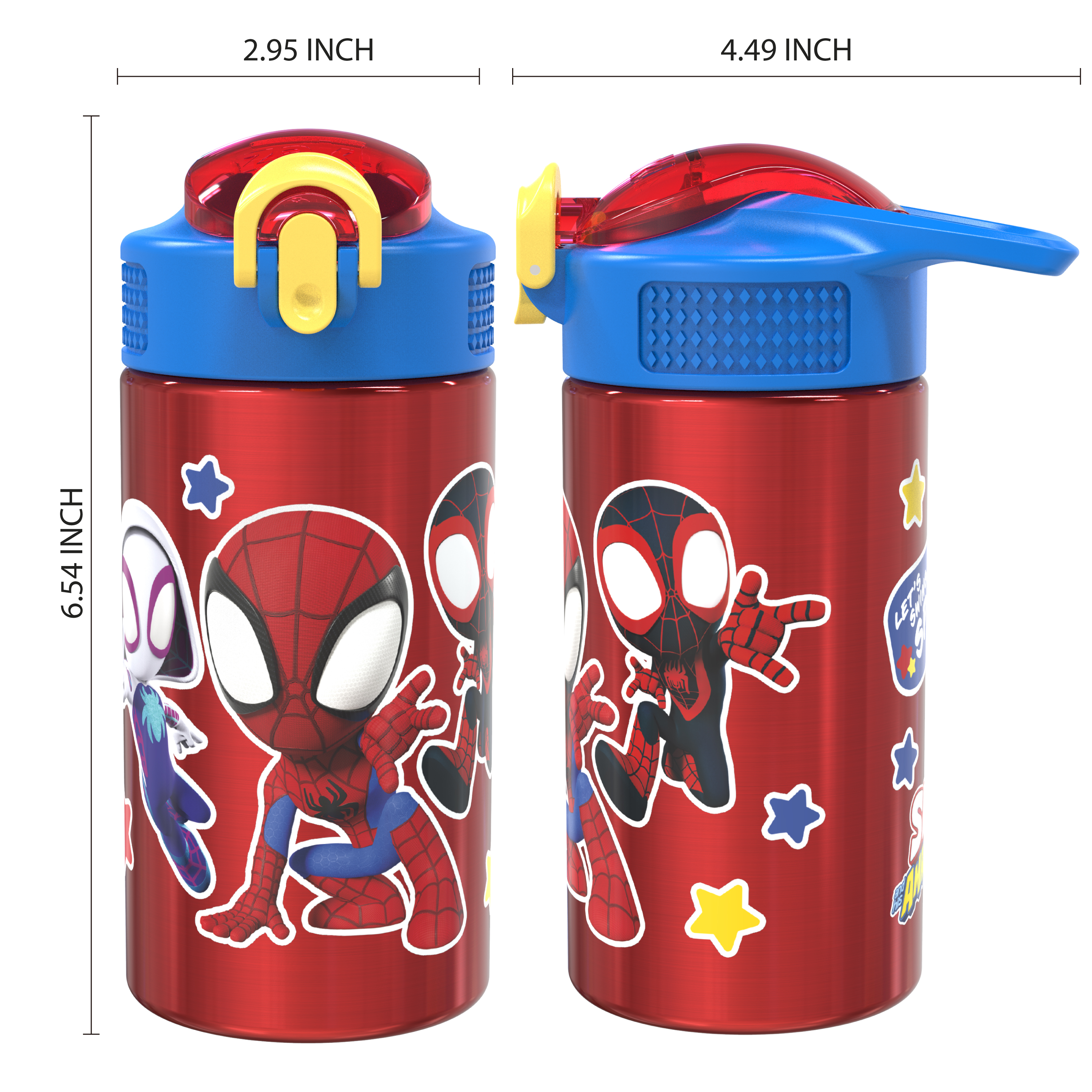 Spider-Man and His Amazing Friends 15.5 ounce Stainless Steel Water Bottle with Carrying Loop and Screw-on Lid, Spider-Friends slideshow image 9