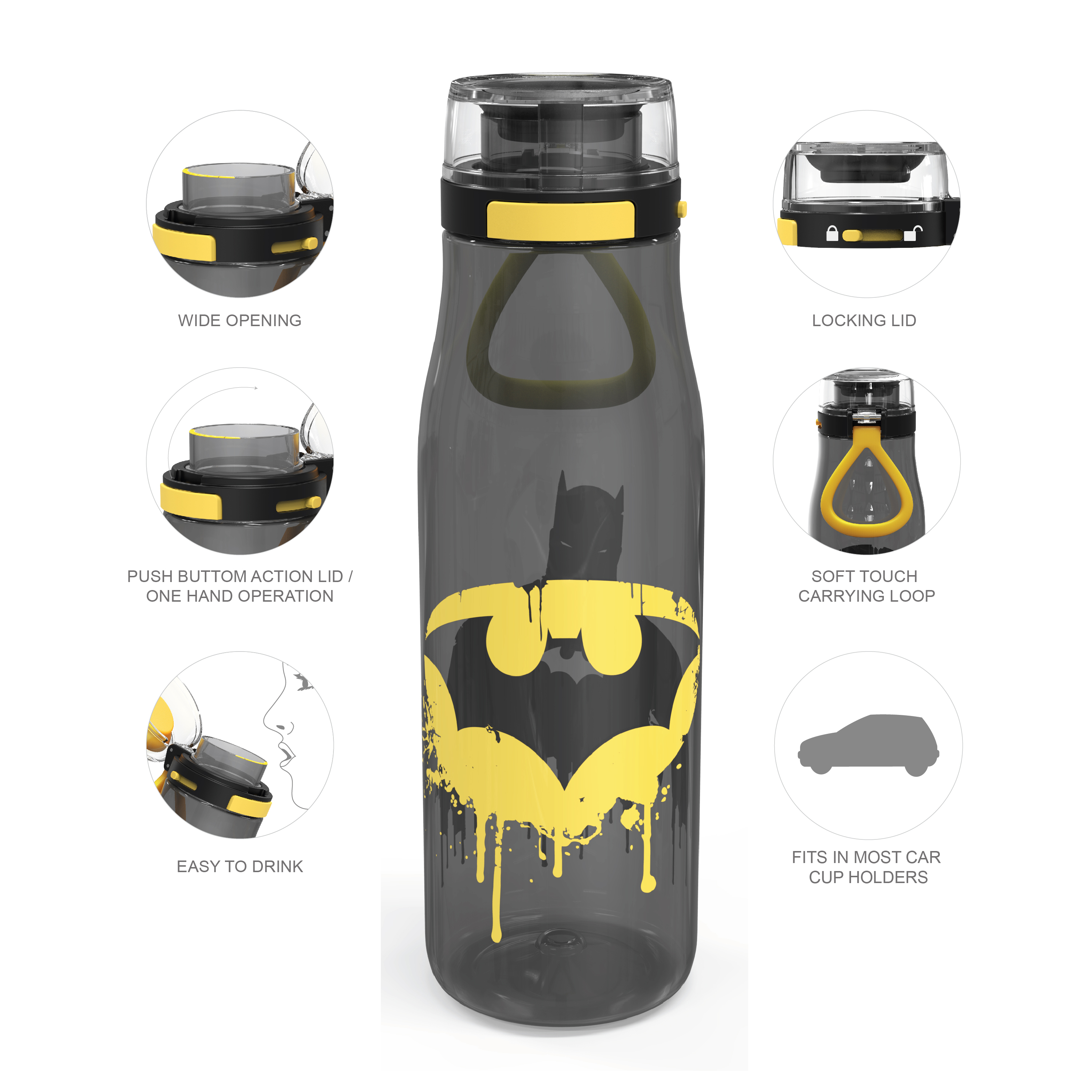 DC Comics 25 ounce Water Bottle, Batman, 3-piece set slideshow image 7 DC Comics 25 ounce Water Bottle, Batman, 3-piece set slideshow image 7