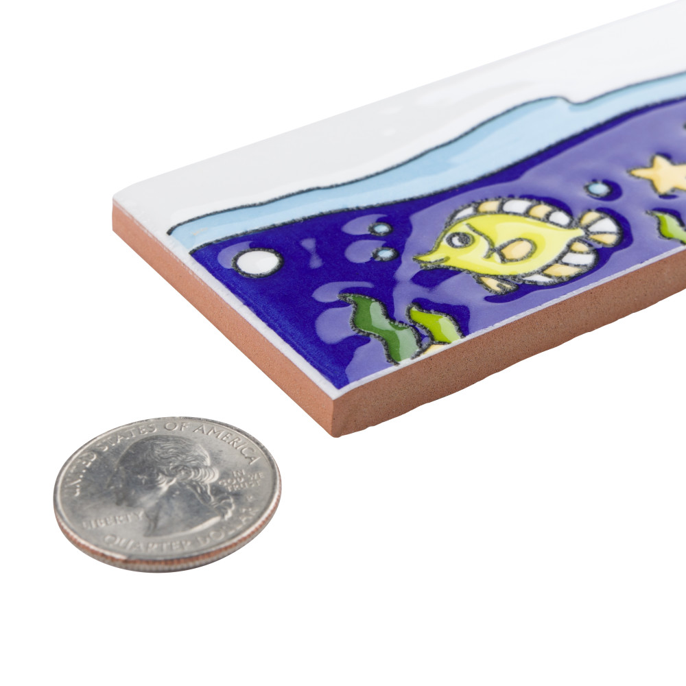 Captain Fishie 2 in. x 7-7/8 in. Ceramic Wall Trim