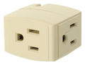 Triple Cube Grounding Adapter 15A 125V Ivory