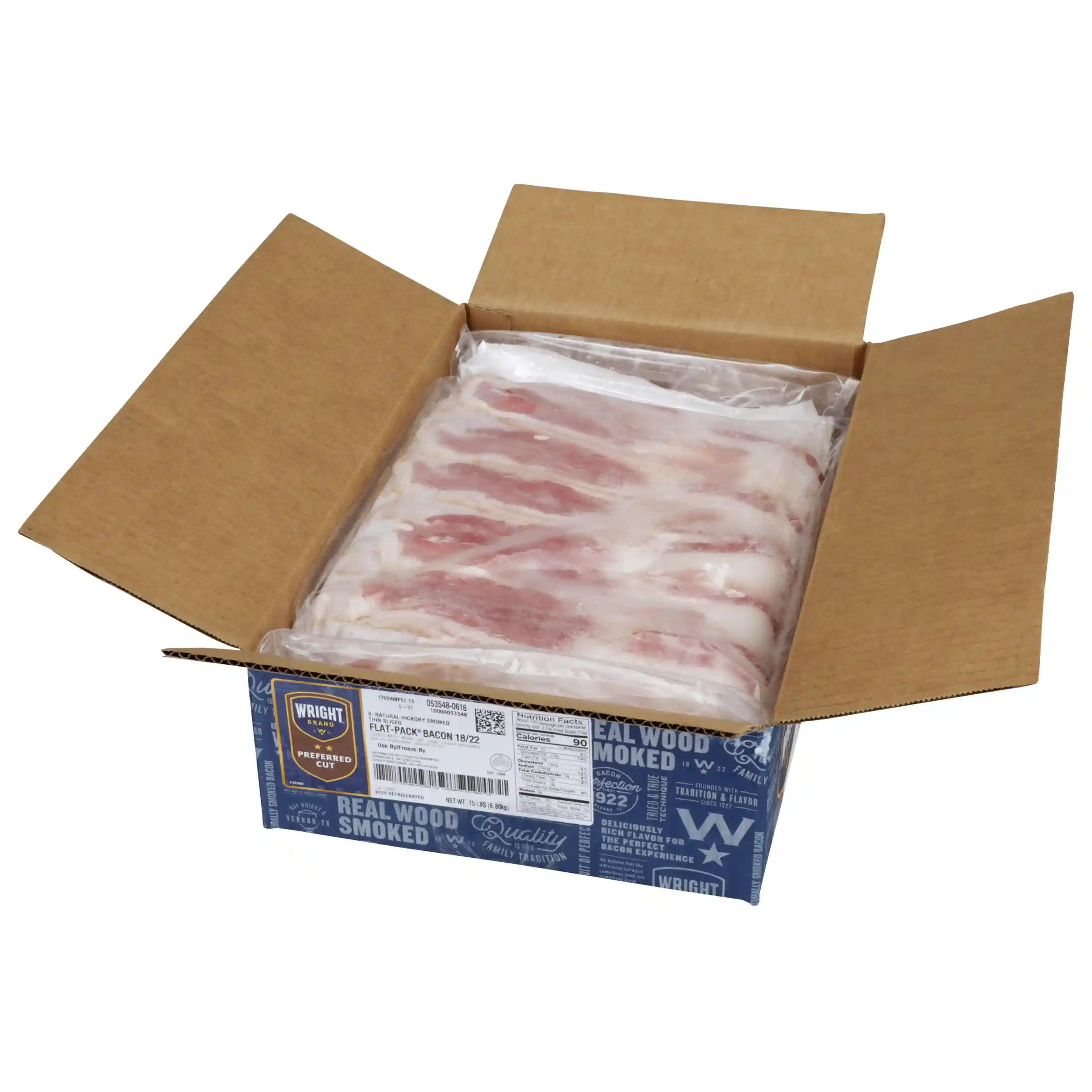 Wright® Brand Naturally Hickory Smoked Thin Cut Flat-Pack® Bacon, 18/22_image_4