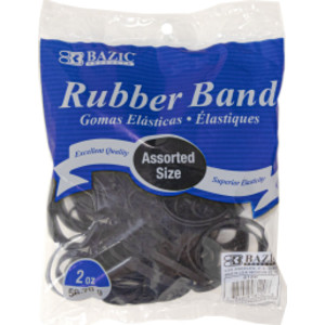 Rubber Bands, Assorted Sizes, Black, 2 oz./56.70 g