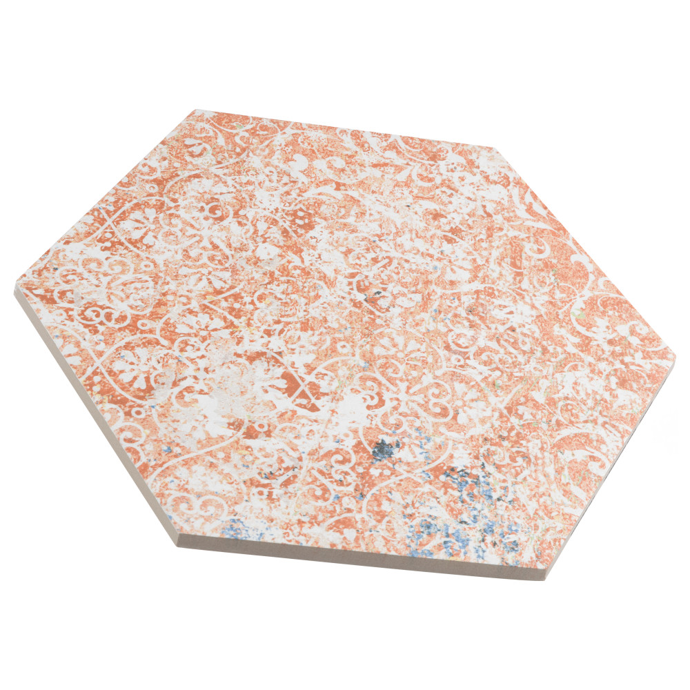 Emotion Hex Red 9-7/8 in. x 11-1/4 in. Porcelain Floor and Wall Tile