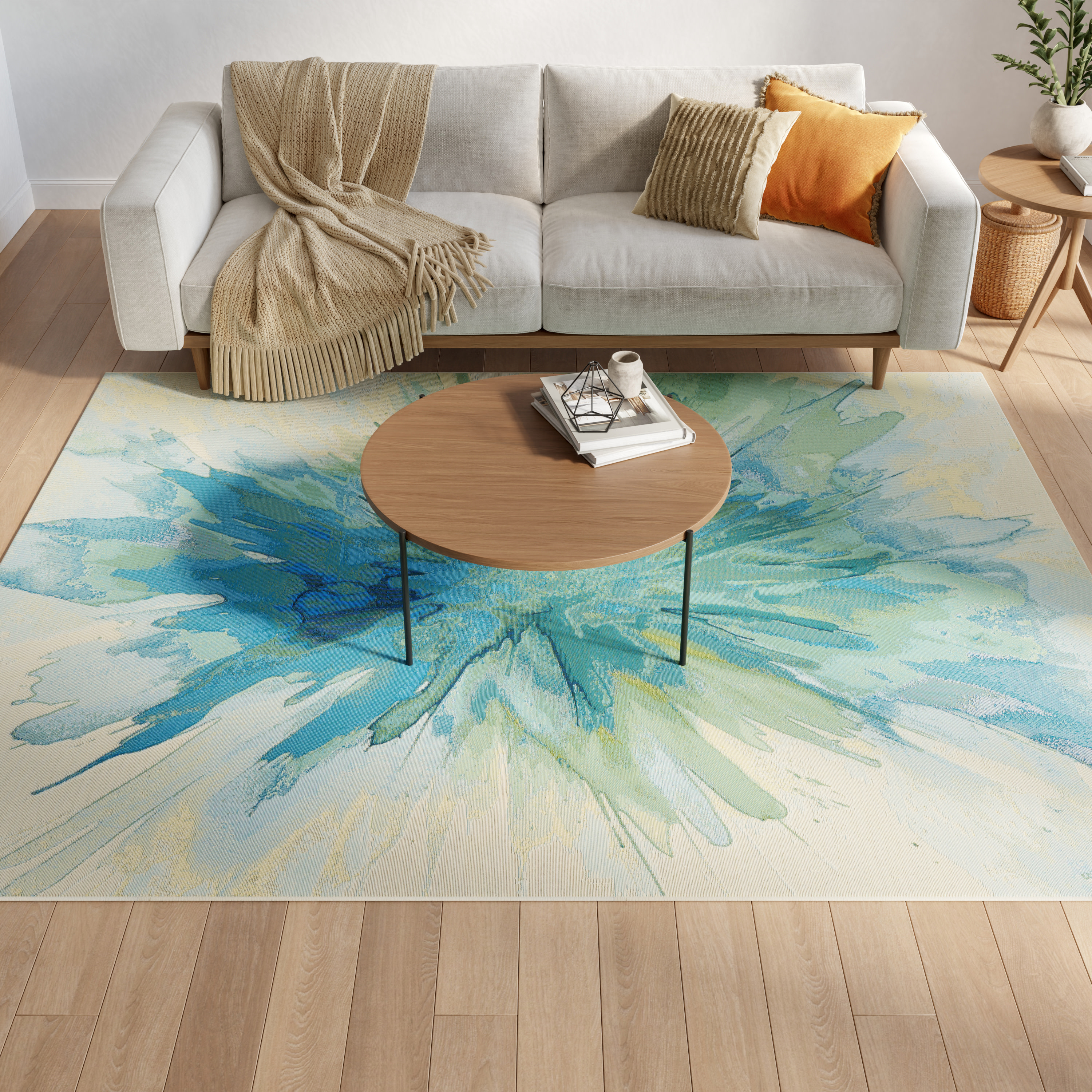 Nourison Color Splash 5'3" x 7'3" Ivory Blue Modern Rug