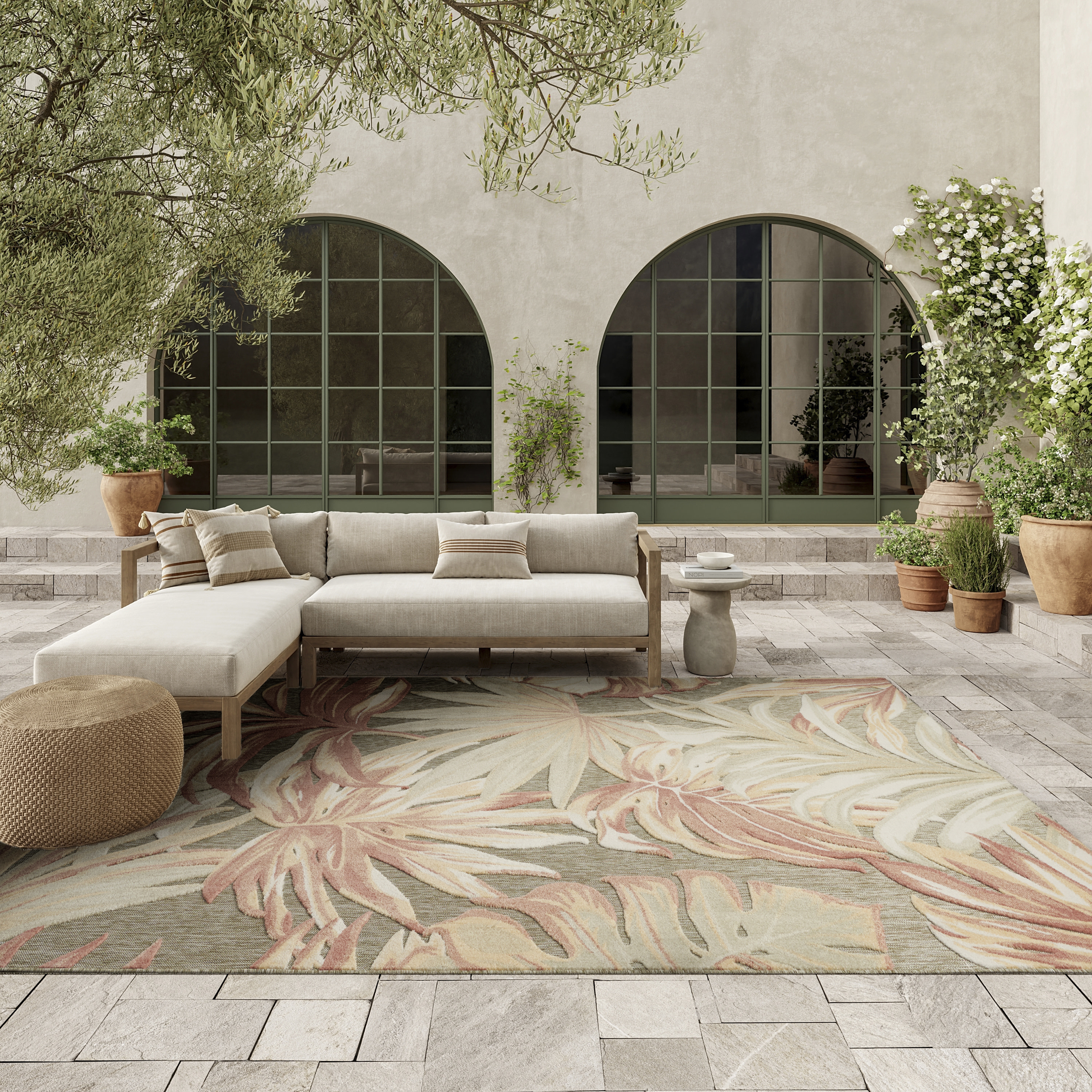 Nourison Aloha 7'10" x 10'6" Sage Rose Modern Rug
