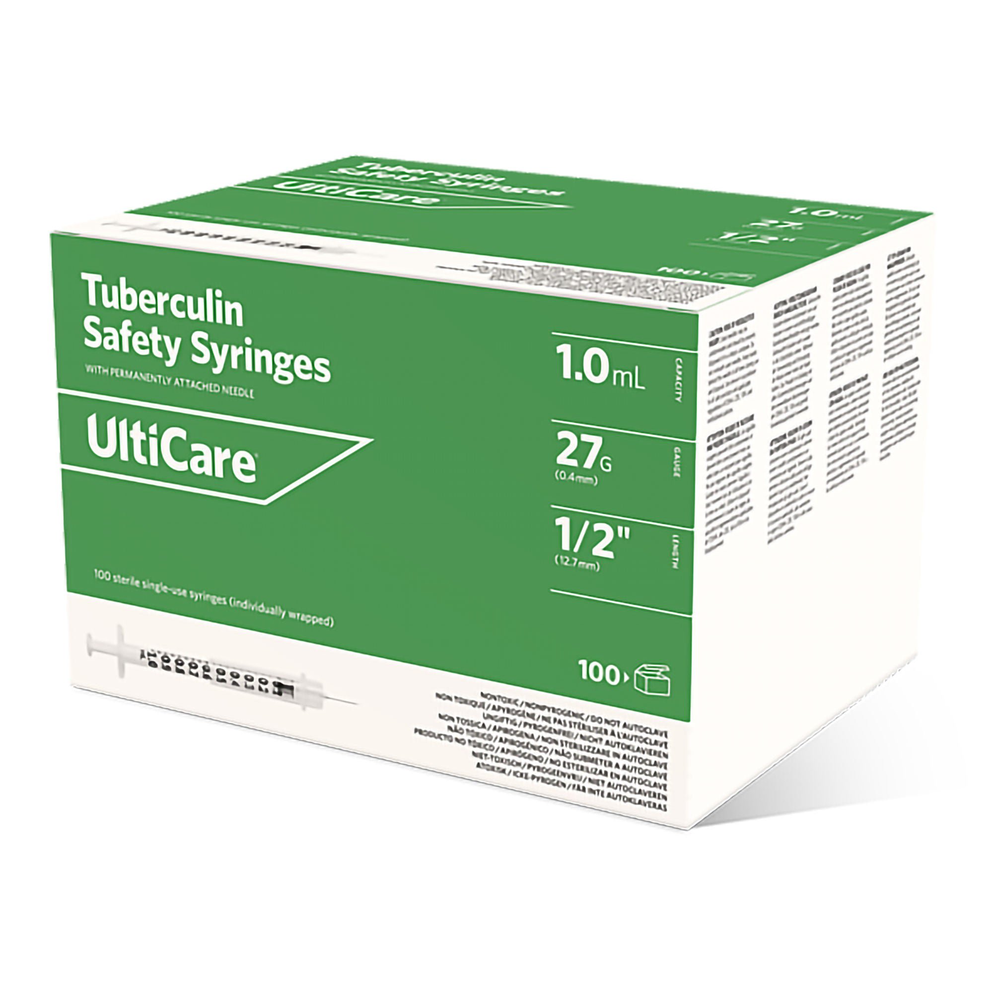 Ultimed SYRINGE/NDL, SAFETY TUBERCULIN27GX1/2" 1CC (100/BX 5BX/CS)