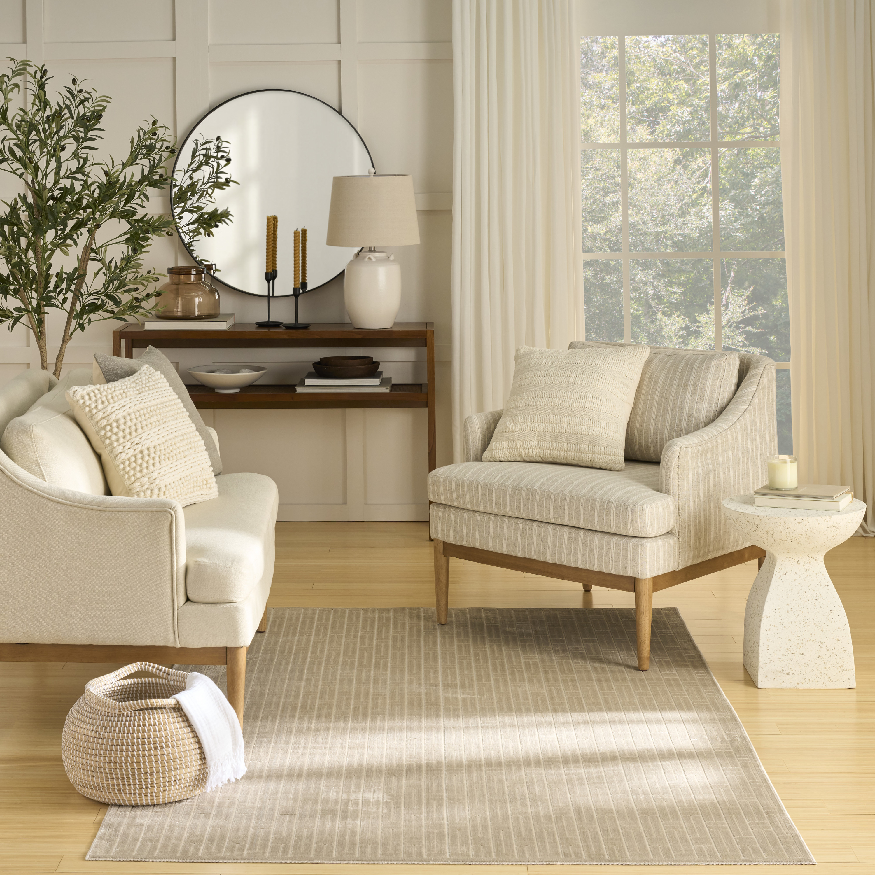 Nourison Washable Charm 6' x 9' Beige Ivory Modern Indoor Rug